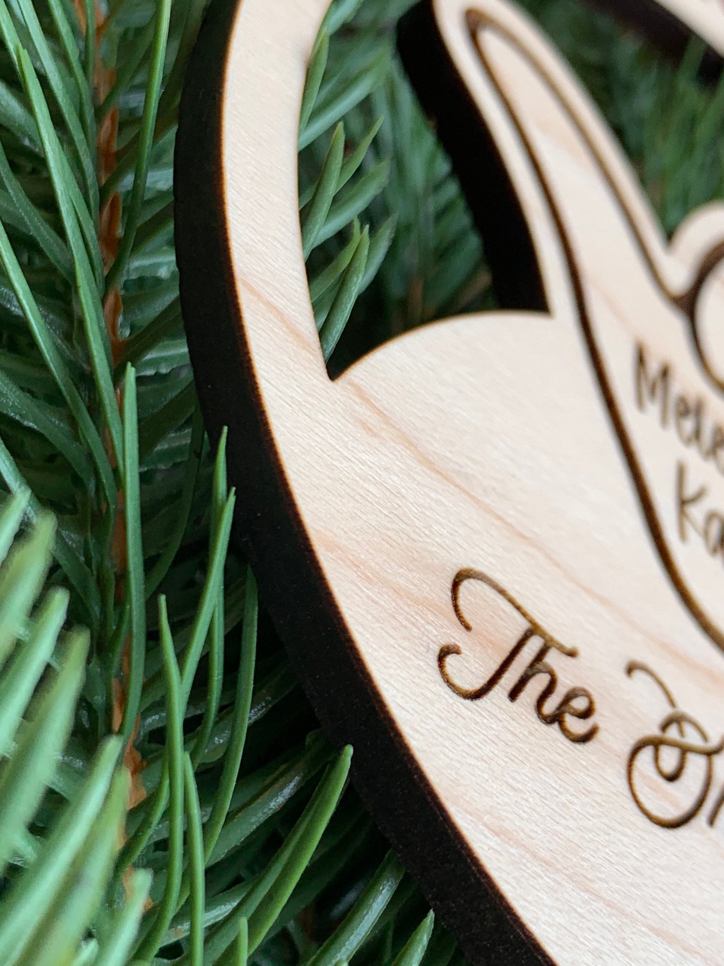 Shaka Mele Kalikimaka Custom Year Ornament in Maple Personalized