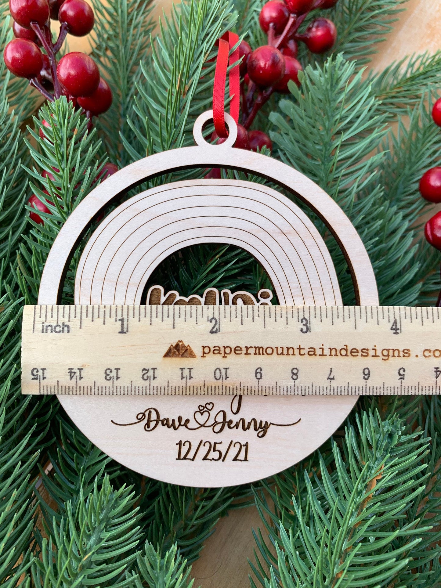 Personalized Our Honeymoon - Hawaiian Islands Ornament - Choice of Maple, Cherry, or Walnut Personalized