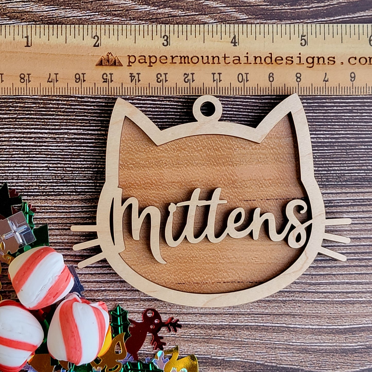 Kitty Cat Face Christmas Ornament - Gift Tag - Personalized