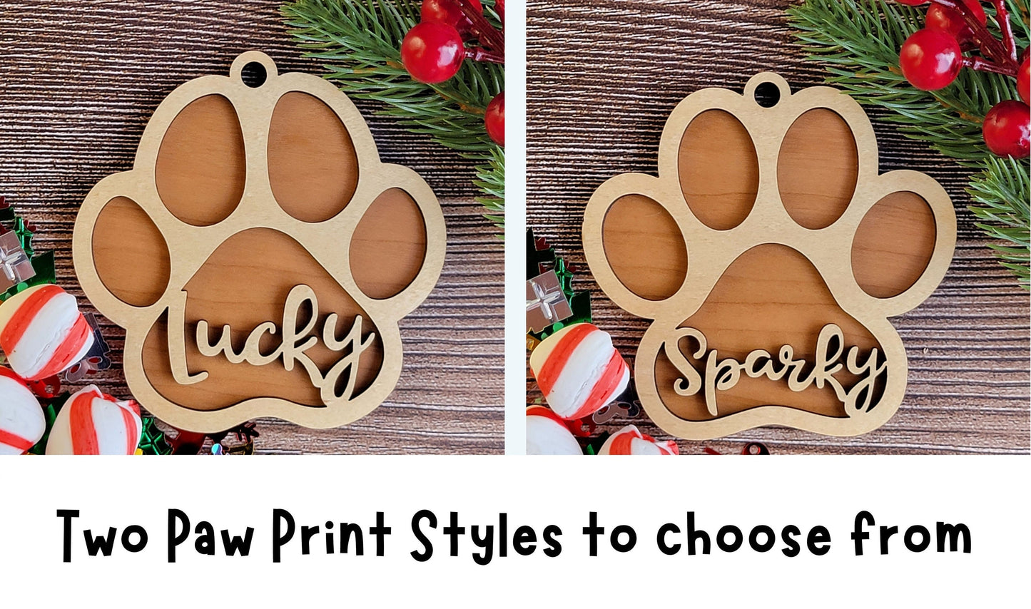 Pet Paw Print Christmas Ornament - Gift Tag - Personalized